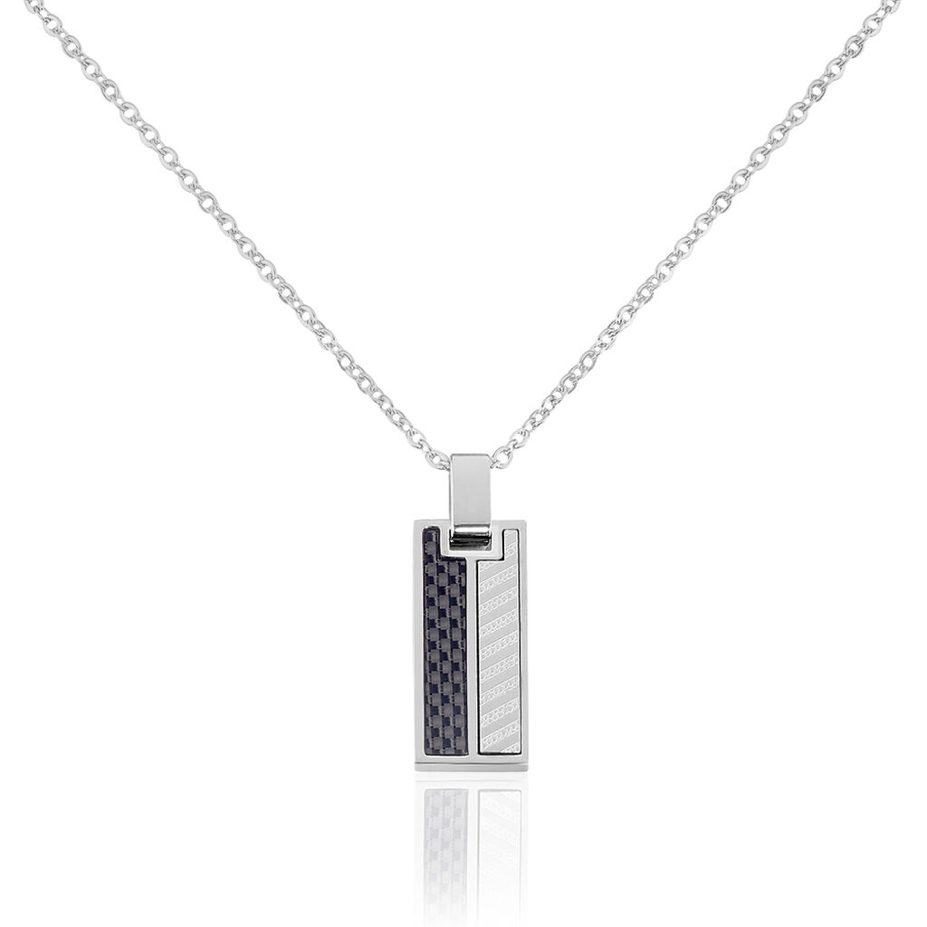 🦚 ANTON 2 Herren Collier Edelstahl Rechteckig, Collier ohne Stein