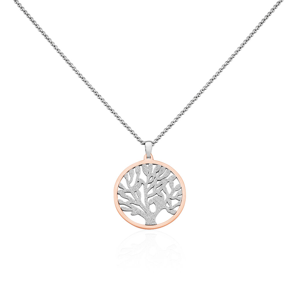 🦚 DONKA Damen Collier Edelstahl Bicolor Lebensbaum, Collier ohne Stein