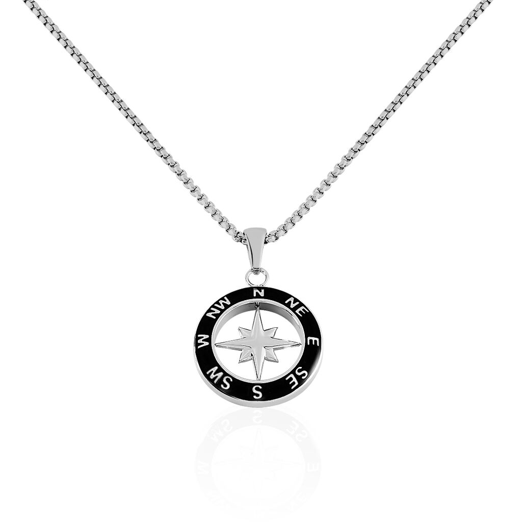 🦚 ANDER Herren Collier Edelstahl Kompass, Collier ohne Stein
