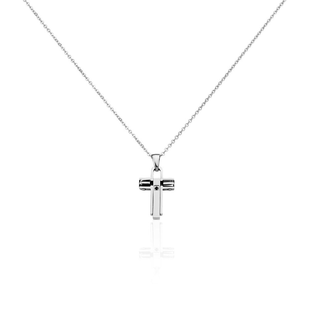 🦚 Herren Collier Edelstahl Kreuz, Collier ohne Stein
