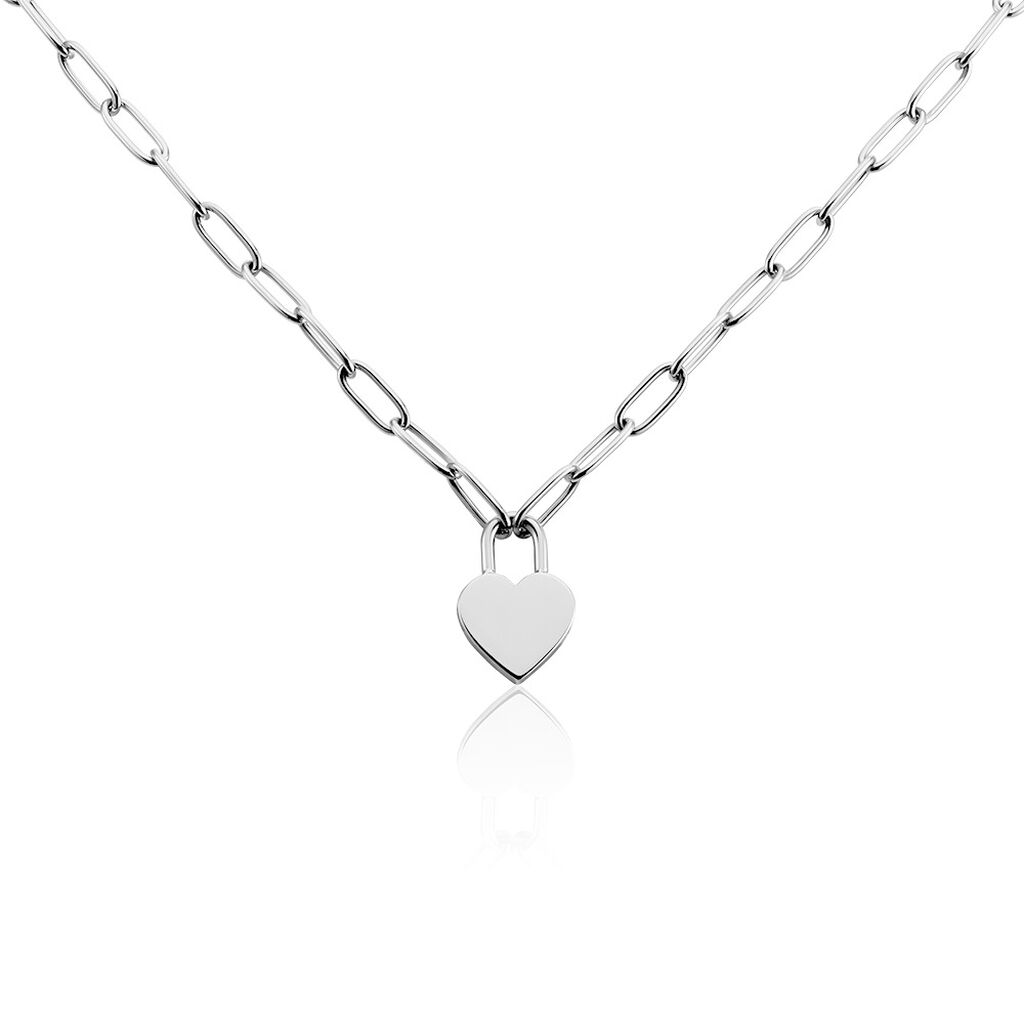 🦚 ROSALEE Damen Collier Edelstahl Herz B 4 mm, Collier ohne Stein