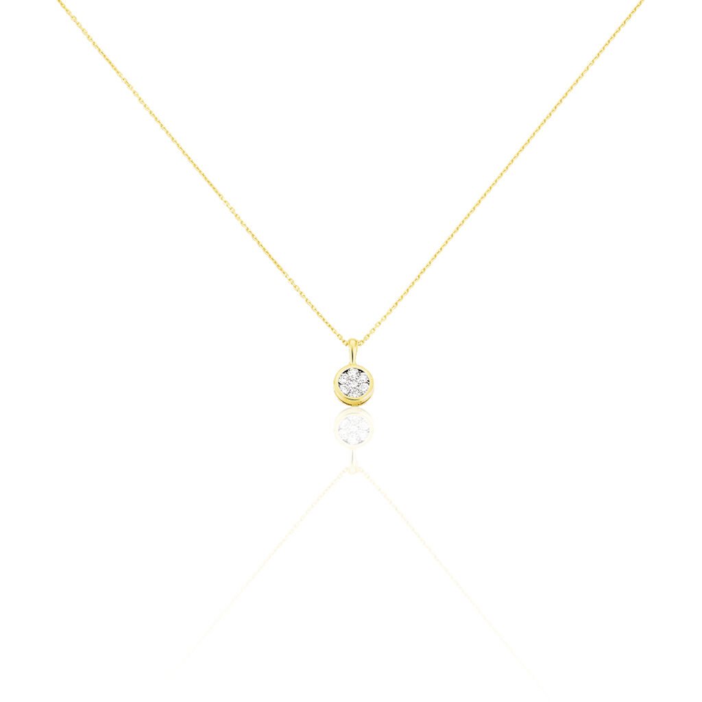 🦚 ELINA Damen Collier Gold 750 (18 Karat) Diamant Weiß 0,07 ct Kreis, Collier mit Stein