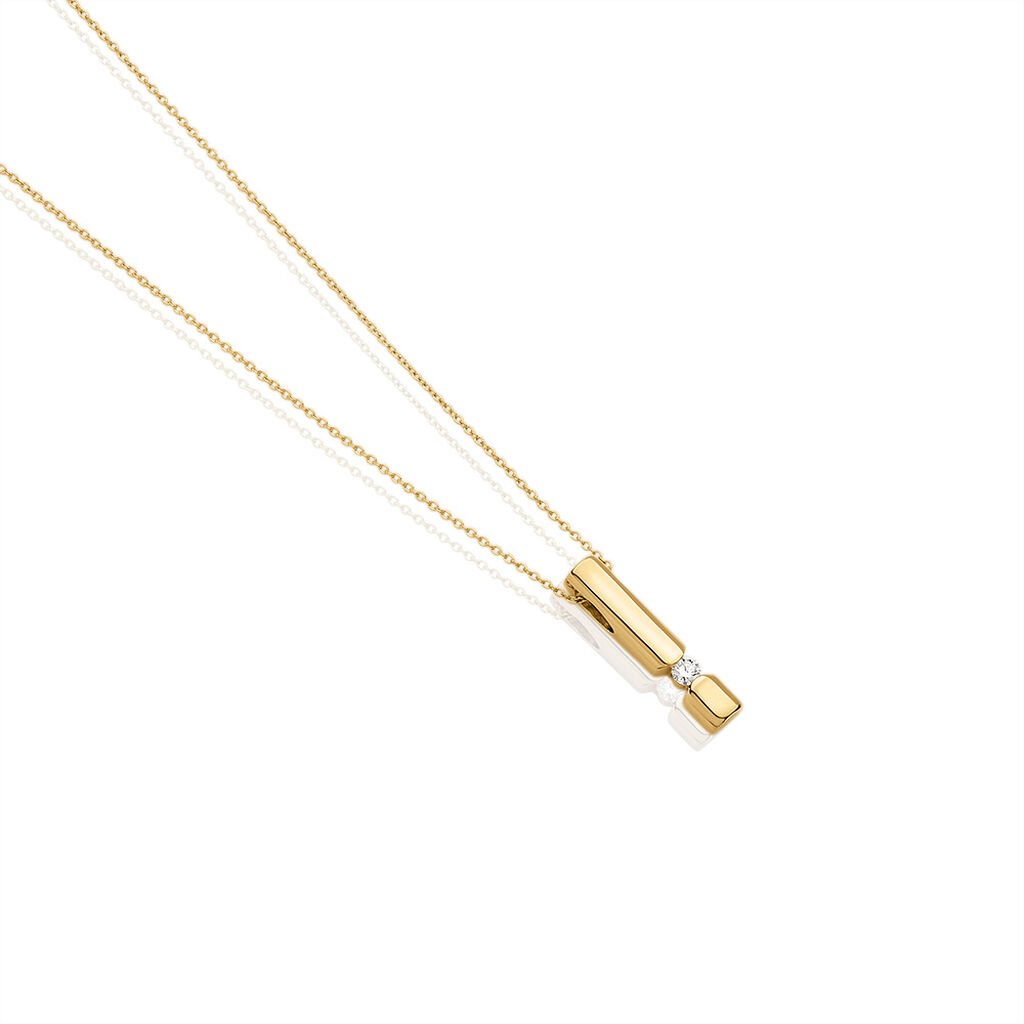 🦚 SANINA Damen Collier Gold 585 (14 Karat) Diamant Weiß 0,04 ct, Collier mit Stein