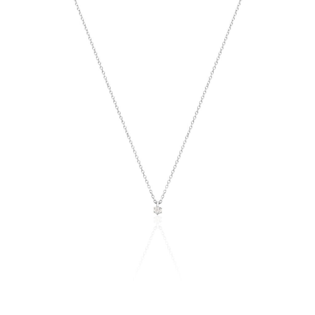 🦚 MONOPOLI Damen Collier Weißgold 585 (14 Karat) Diamant Weiß 0,060 ct, Collier mit Stein