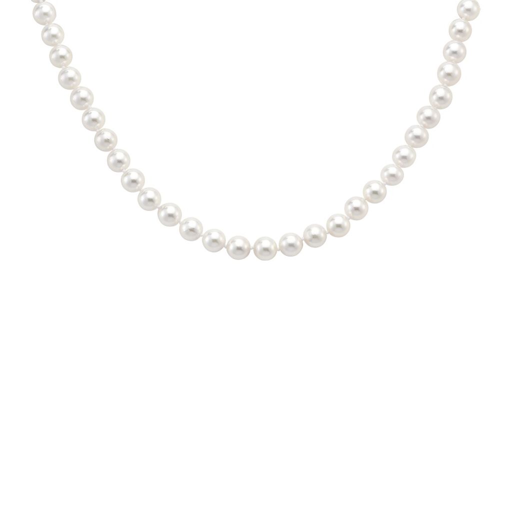 🦚 GRACE AKOYA Damen Kette Gold 585 (14 Karat) Akoyaperle Weiß, Kette mit Stein
