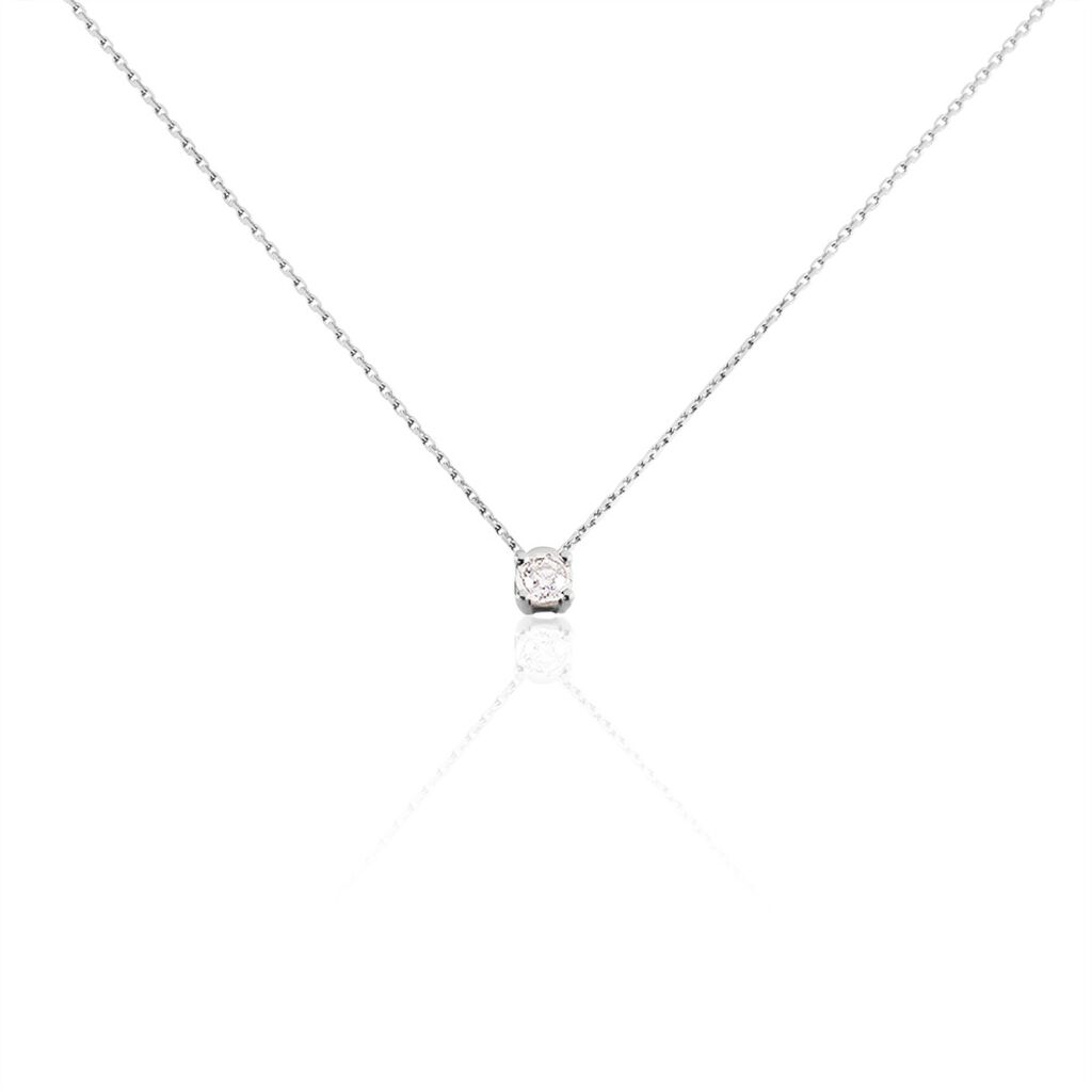 🦚 Illusion Damen Collier Weißgold 375 (9 Karat) Diamant Weiß 0,1 ct B 0,9 mm, Collier mit Stein