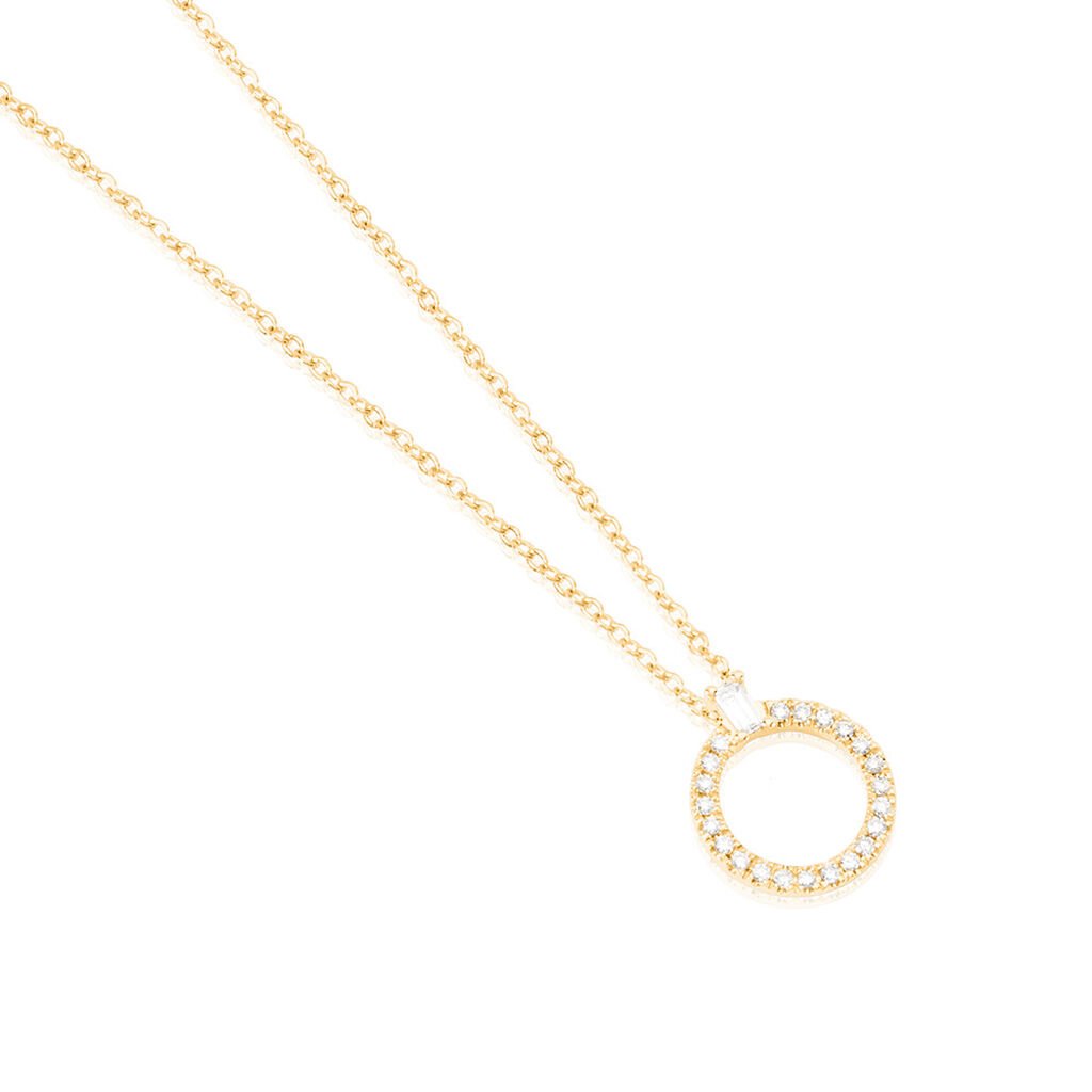 🦚 KAMIYAH Damen Collier Gold 375 (9 Karat) Diamant Weiß 0,08 ct Kreis, Collier mit Stein
