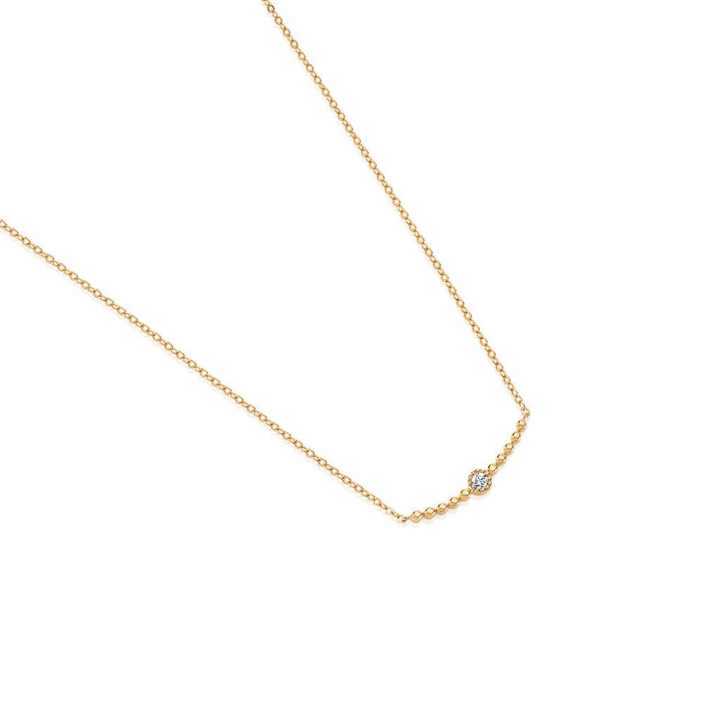 🦚 GIULIANA Damen Collier Gold 375 (9 Karat) Diamant Weiß 0,03 ct, Collier mit Stein