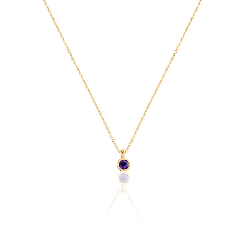 🦚 LYKKE Damen Collier Gold 375 (9 Karat) Amethyst Violett 0,25 ct Kreis B 4 mm, Collier mit Stein