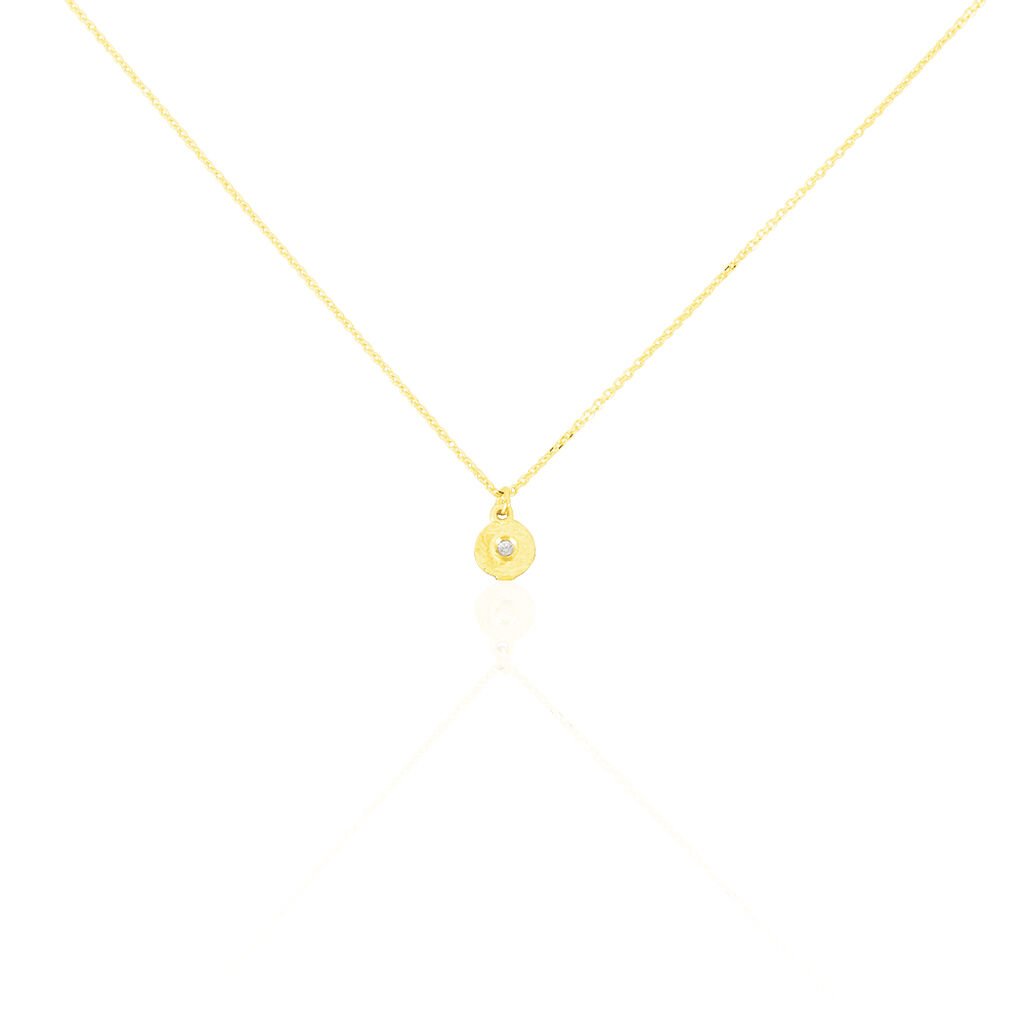 🦚 DOTTIE Damen Collier Gold 375 (9 Karat) Zirkonia Weiß 0,02 ct Kreis, Collier mit Stein