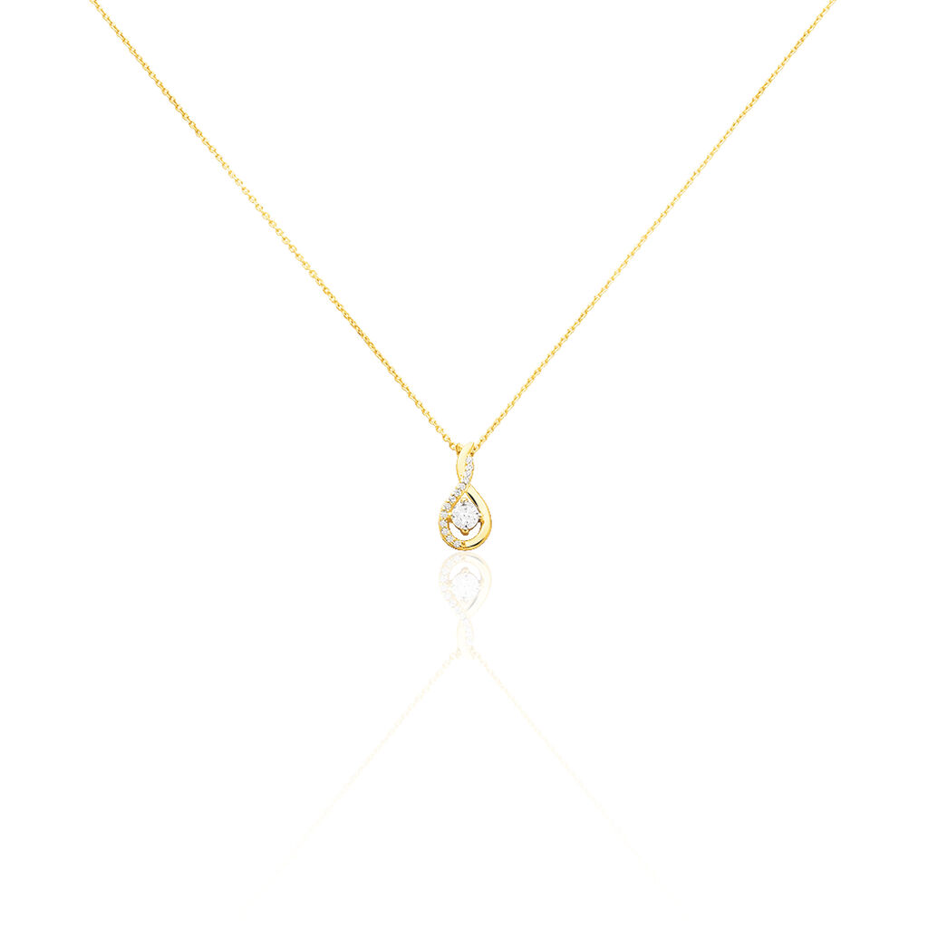 🦚 EVANA Damen Collier Gold 375 (9 Karat) Zirkonia Weiß 0,08 ct Tropfen, Collier mit Stein