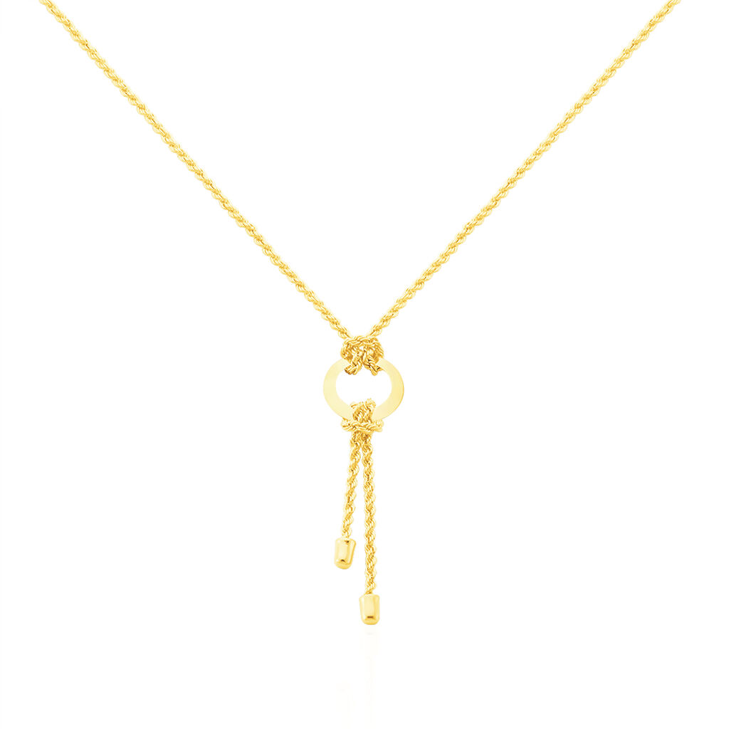 🦚 Damen Collier Gold 375 (9 Karat) Kreis, Collier ohne Stein