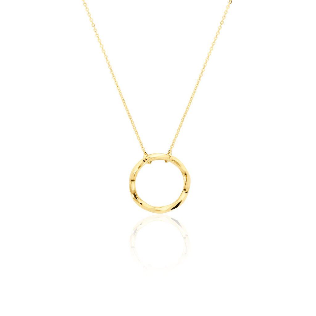 🦚 Damen Collier Gold 375 (9 Karat) Kreis, Collier ohne Stein