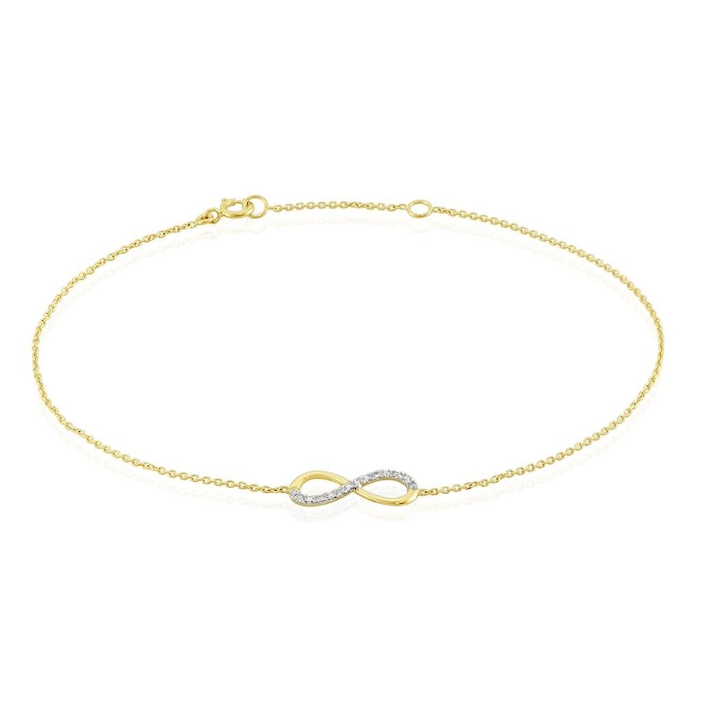 🦚 Infinity Nuovo Damen Armband Gold Bicolor Gelb/Silber 375 (9 Karat) Diamant Weiß 0,02 ct, Armband mit Stein
