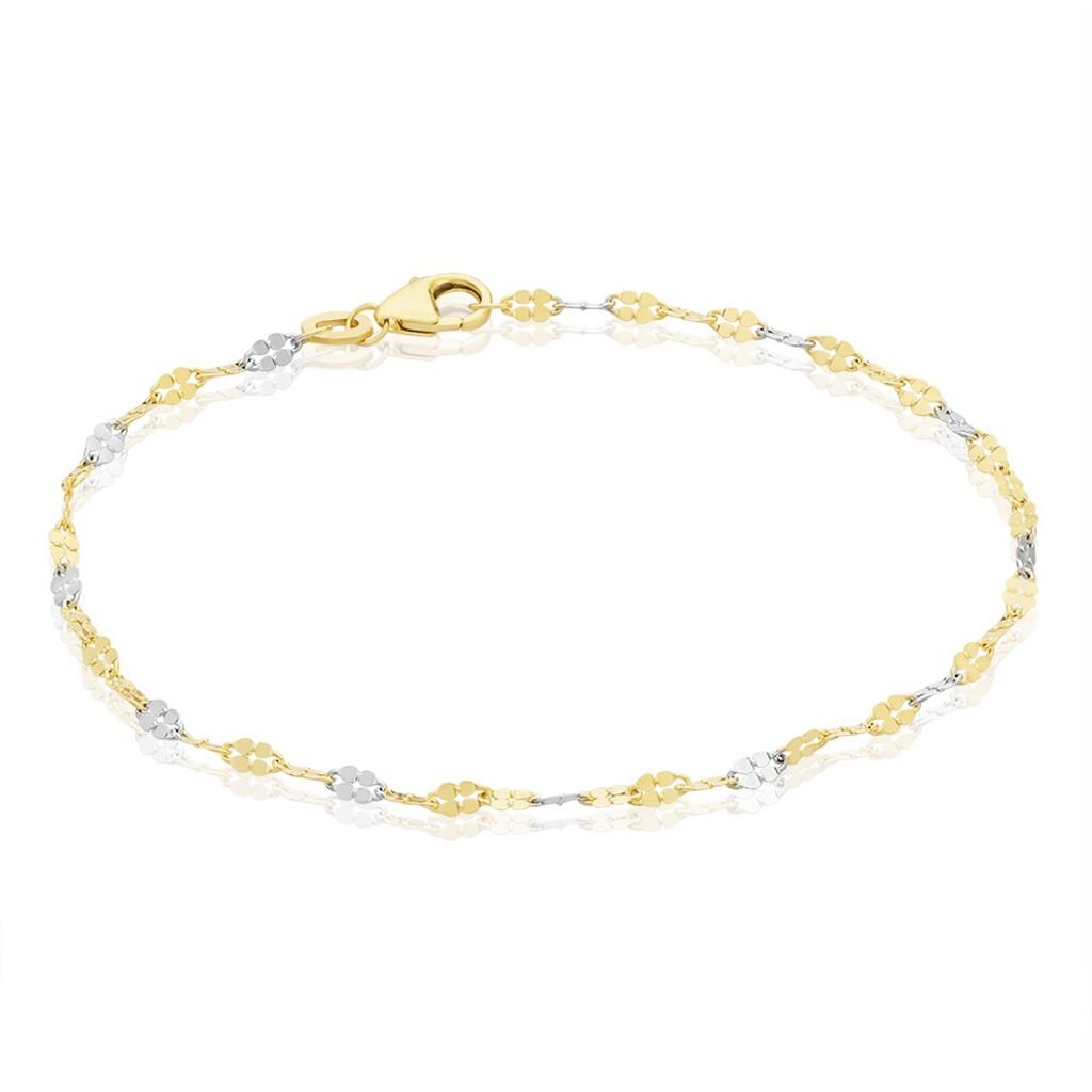 🦚 TIGERAUGE Damen Armband Gold Bicolor 375 (9 Karat), Armband ohne Stein