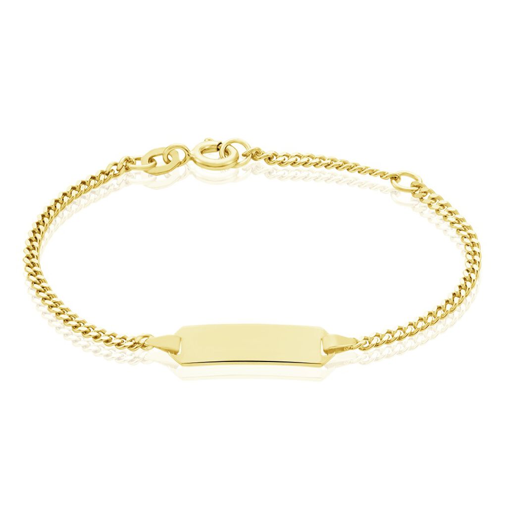 🦚 PANZER ID Kinder ID Armband Gold 375 (9 Karat) Rechteckig B 2,1 mm, ID Armband ohne Stein