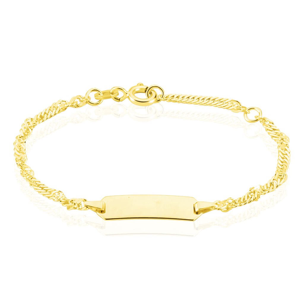 🦚 SINGAPUR ID Kinder ID Armband Gold 375 (9 Karat) Rechteckig, ID Armband ohne Stein