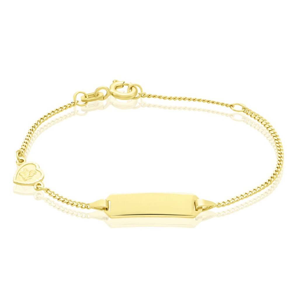 🦚 PANZER ID Kinder ID Armband Gold 375 (9 Karat) Herz B 1,4 mm, ID Armband ohne Stein
