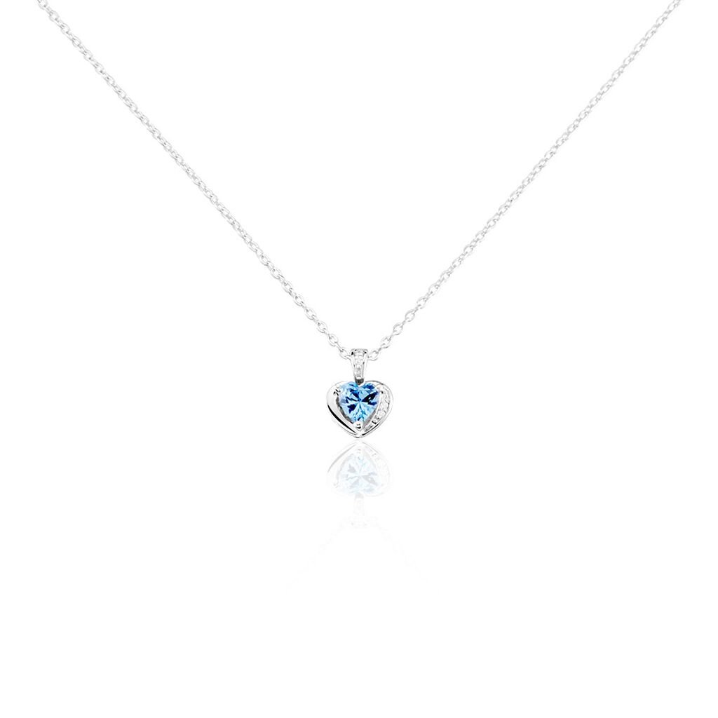🦚 ARIDA HERZ 1 Damen Collier Silber 925 Spinell Himmelblau 0,15 ct Herz B 1,2 mm, Collier mit Stein