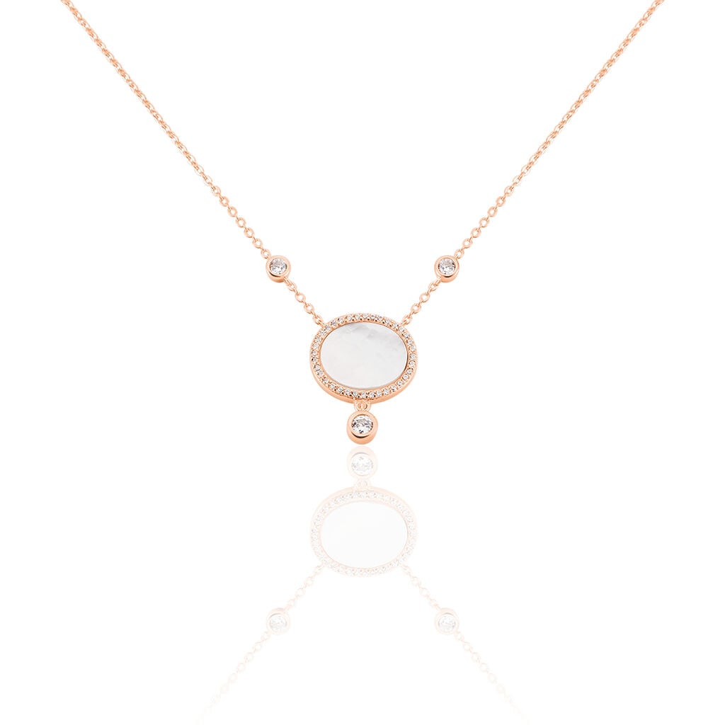 🦚 ALESSANDRINA Damen Collier Silber rosevergoldet 925 Zirkonia Weiß 2,43 ct Kreis, Collier mit Stein