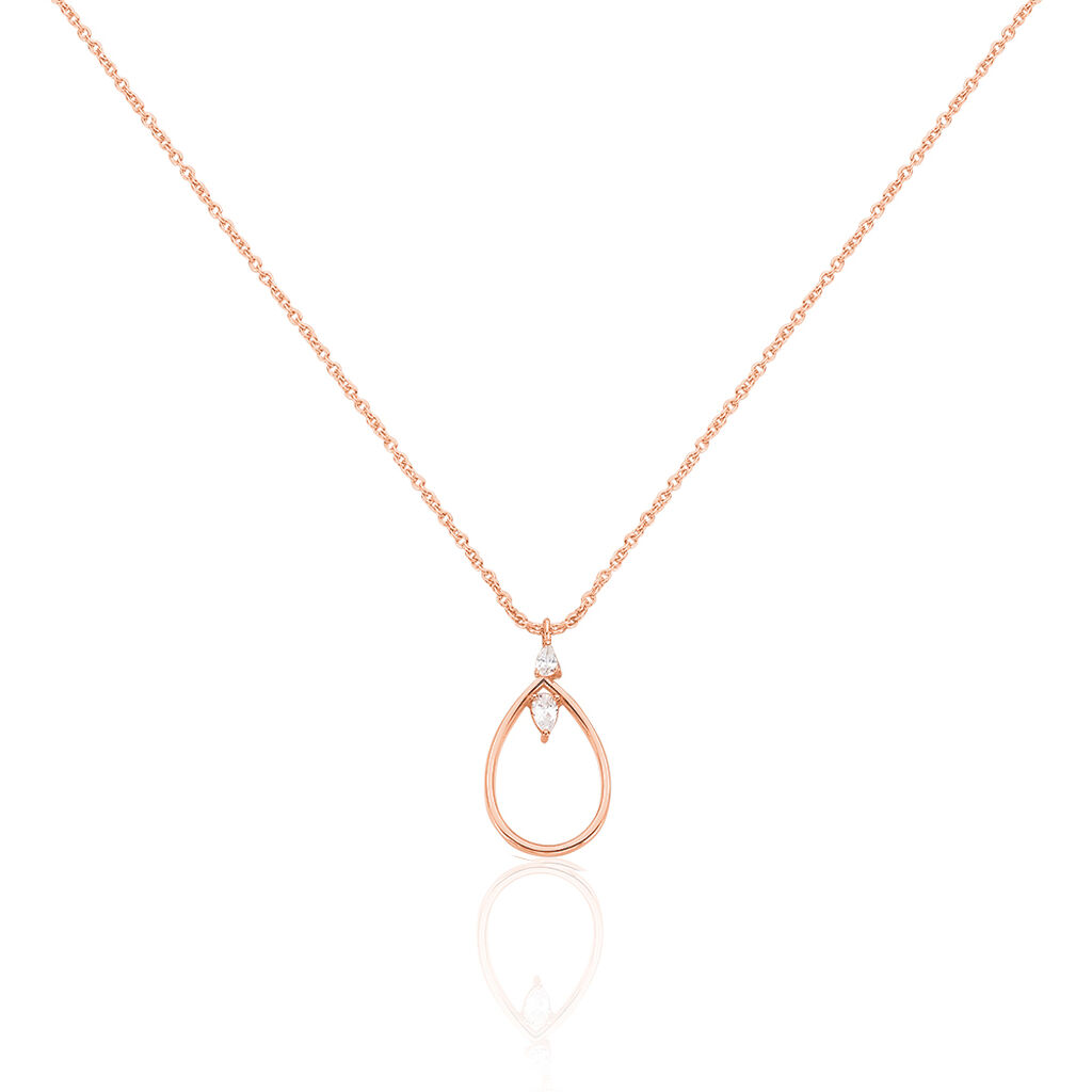 🦚 MARIE 2 Damen Collier Silber rosevergoldet 925 Zirkonia Weiß 0,060 ct Tropfen, Collier mit Stein