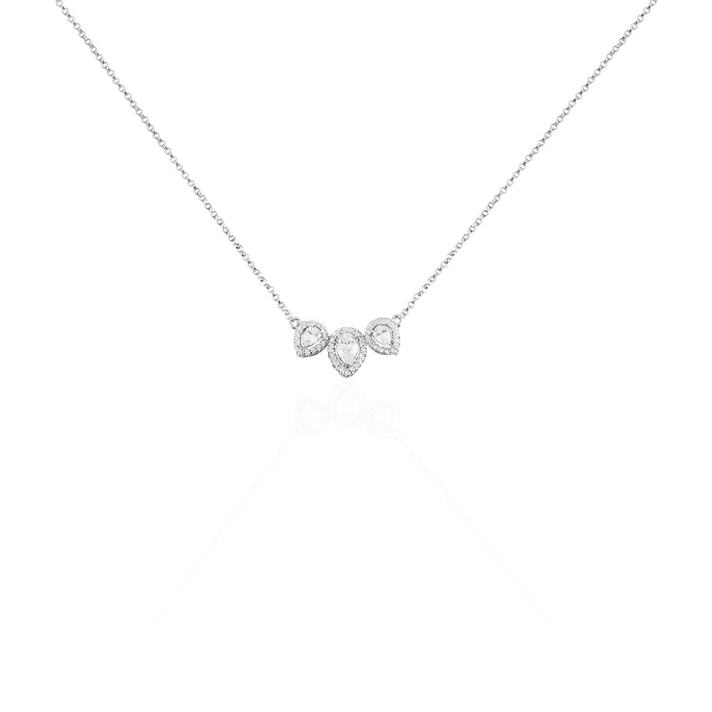 🦚 ELENA Damen Collier Silber 925 Zirkonia Weiß 1,62 ct, Collier mit Stein