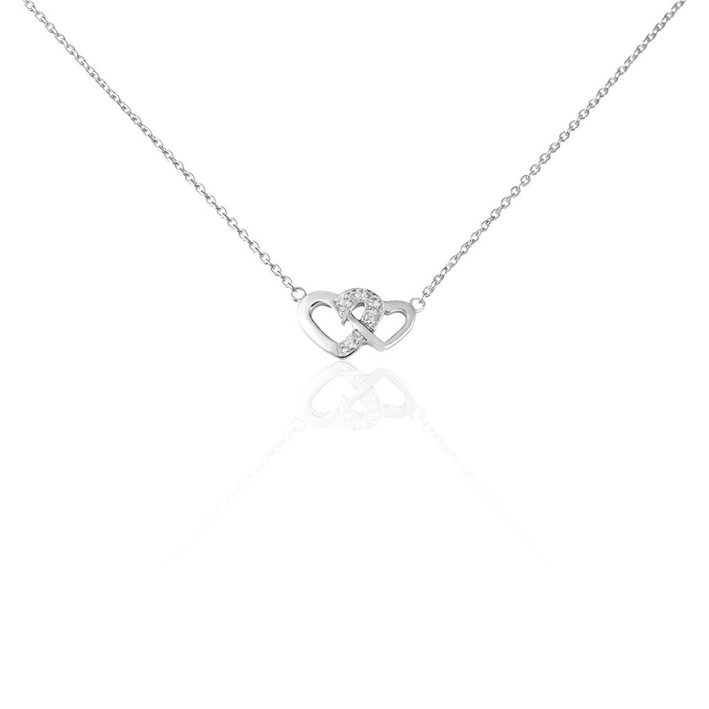 🦚 SJANA Damen Collier Silber 925 Zirkonia Weiß Kreis, Collier mit Stein