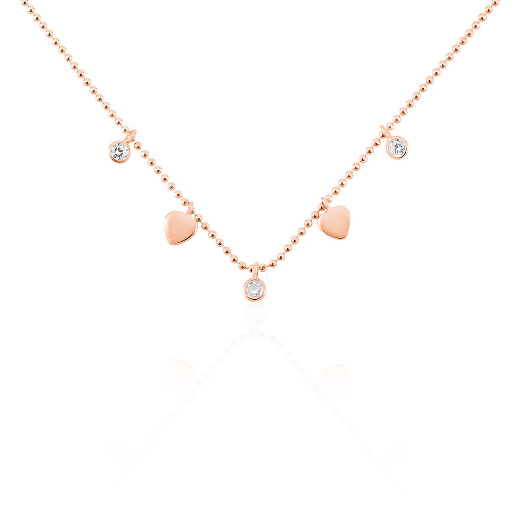 🦚 MONNIKA Kinder Collier Silber rosevergoldet 925 Zirkonia Weiß 0,18 ct Herz, Collier mit Stein