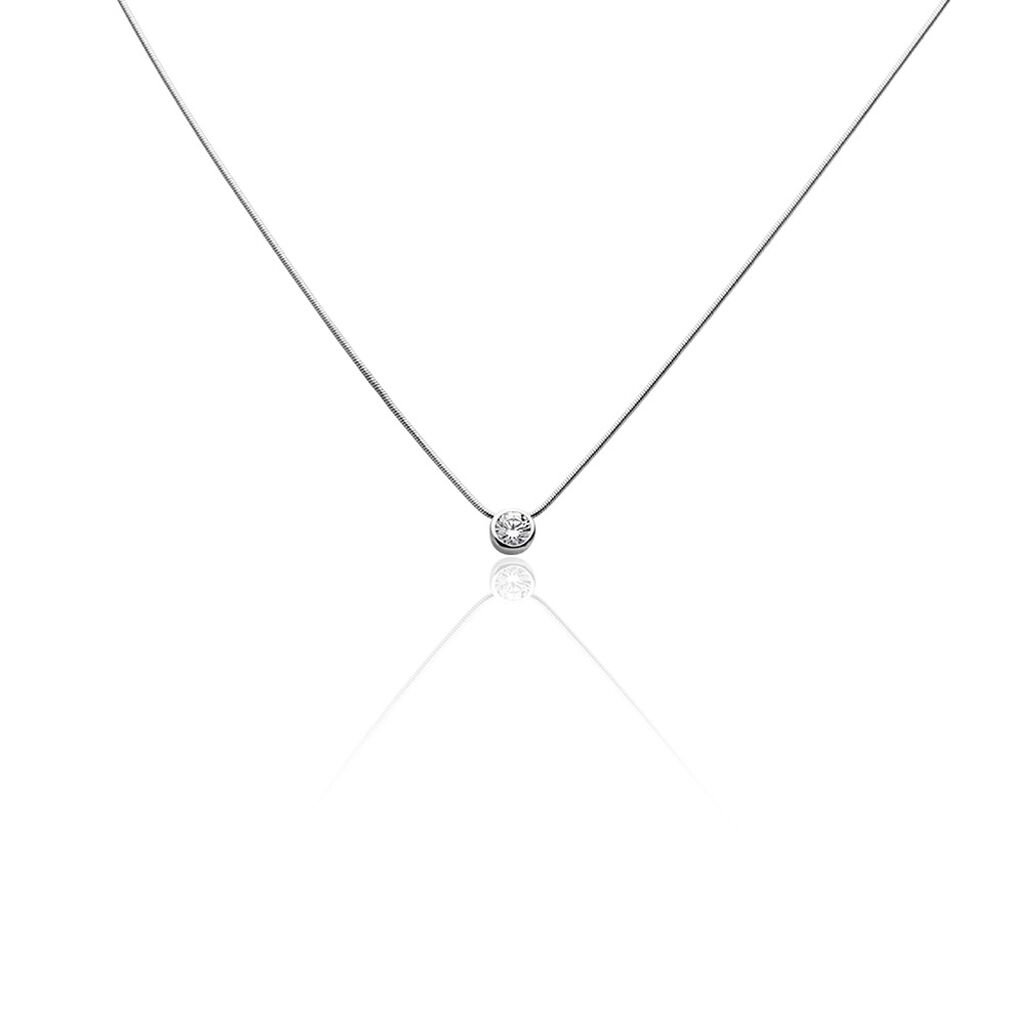 🦚 Damen Collier Silber 925 Zirkonia Weiß 1,480 ct, Collier mit Stein