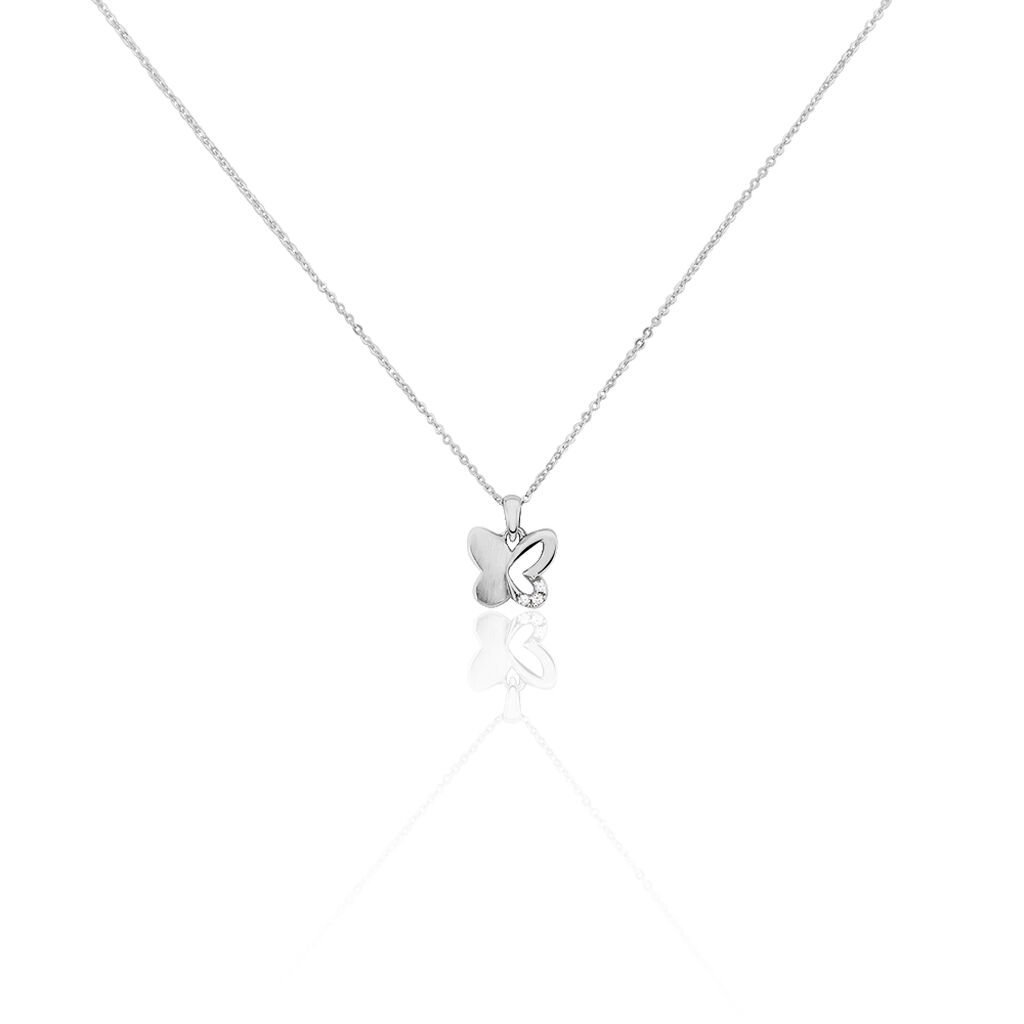 🦚 LIL SCHMETTERLING Kinder Collier Silber 925 Zirkonia Weiß Schmetterling, Collier mit Stein