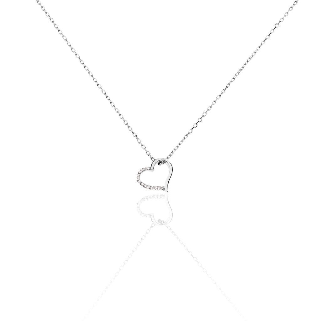🦚 SALONA Damen Collier Silber 925 Zirkonia Weiß Herz, Collier mit Stein