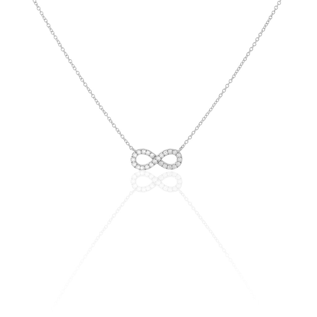 🦚 LOU 50 Damen Collier Silber 925 Zirkonia Weiß 0,05 ct Unendlichkeit, Collier mit Stein