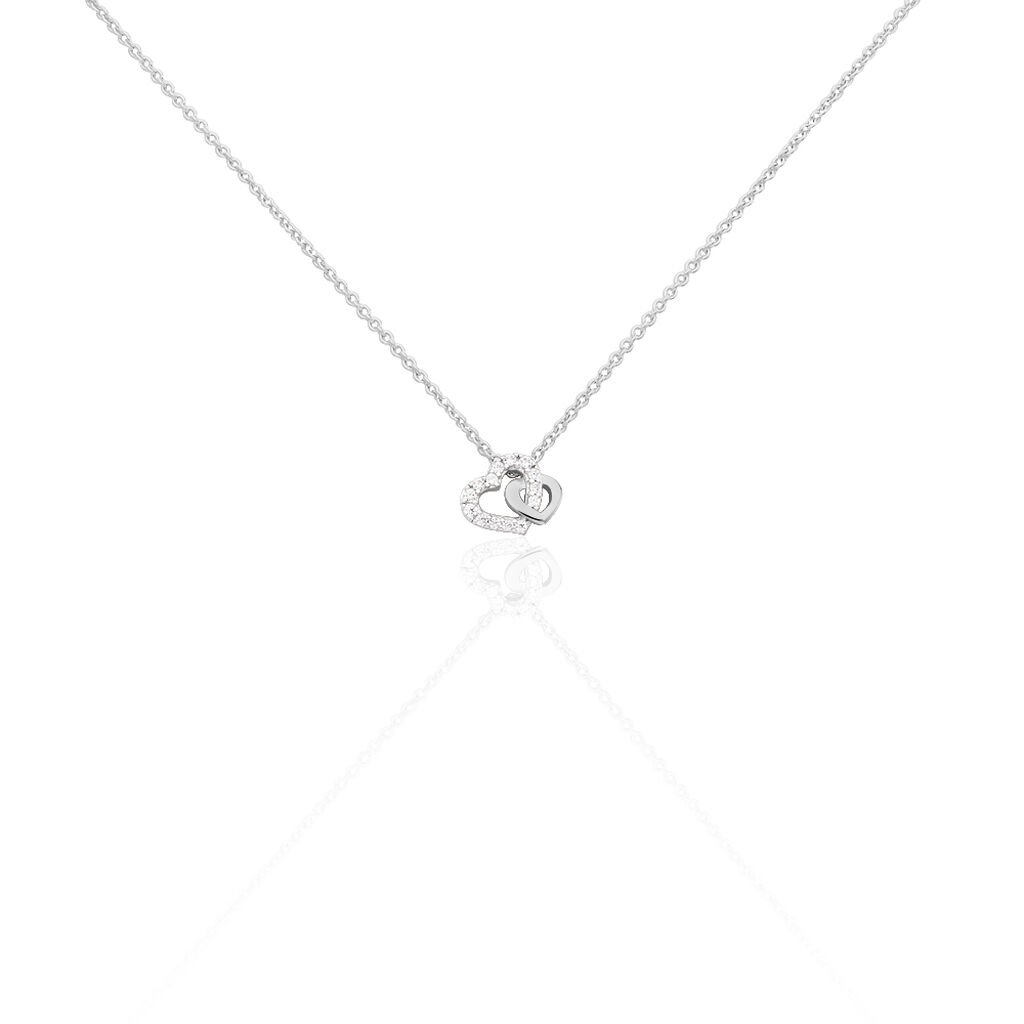 🦚 NEDELINA Damen Collier Silber 925 Zirkonia Weiß Herz, Collier mit Stein