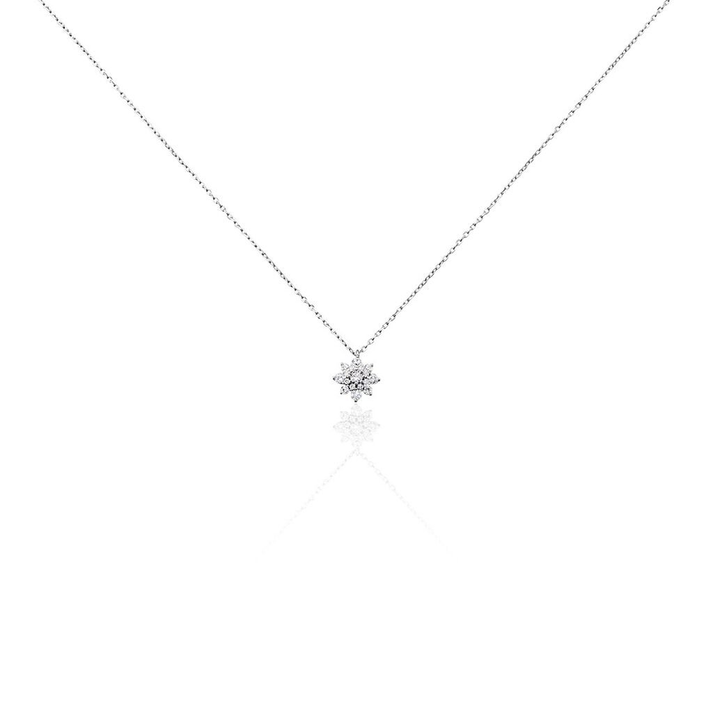 🦚 LORINA Damen Collier Silber Silber 925 Zirkonia Weiß Blume, Collier mit Stein