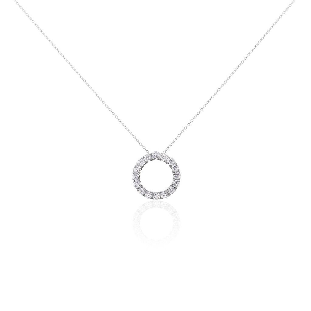 🦚 MYRIAM Damen Collier Silber 925 Zirkonia Weiß 0,29 ct Kreis B 1,15 mm, Collier mit Stein
