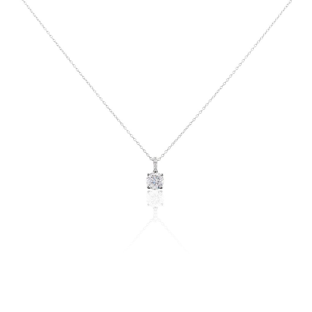 🦚 PAULINA Damen Collier Silber 925 Zirkonia Weiß 2,98 ct B 1,15 mm, Collier mit Stein