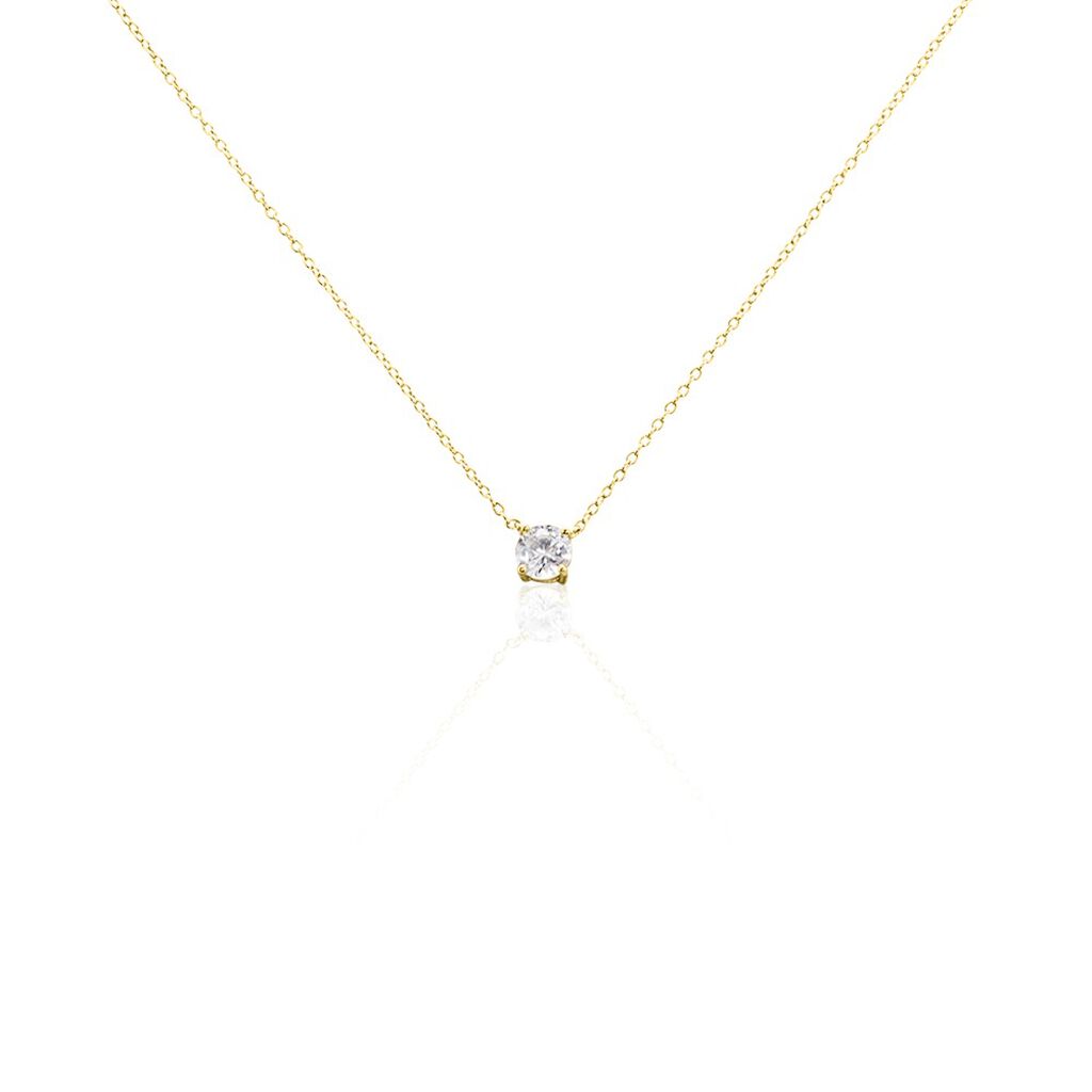 🦚 RUMYANA Damen Collier Silber vergoldet 925 Zirkonia Weiß 1,35 ct B 1,15 mm, Collier mit Stein