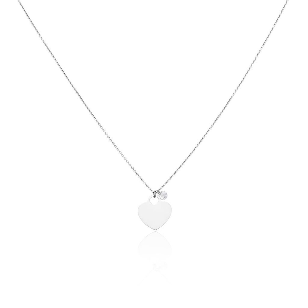 🦚 LUBA Damen Collier Silber Silber 925 Zirkonia Weiß 0,080 ct B 1 mm, Collier mit Stein