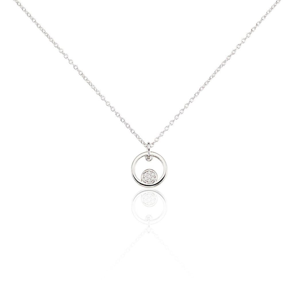 🦚 ELUISA Damen Collier Silber 925 Zirkonia Weiß 0,01 ct Kreis B 1,2 mm, Collier mit Stein