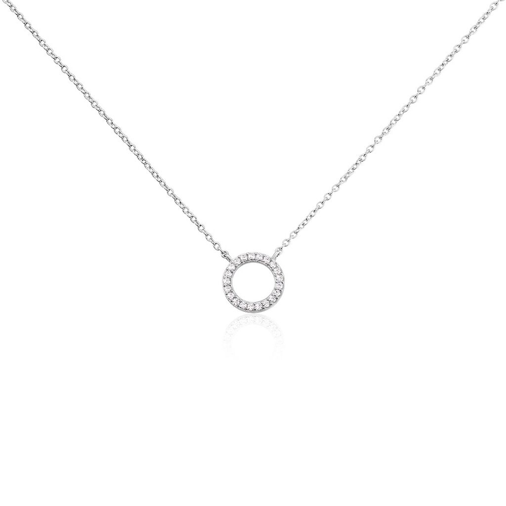 🦚 LILYANA Damen Collier Silber 925 Zirkonia Weiß 0,320 ct Kreis B 1,2 mm, Collier mit Stein