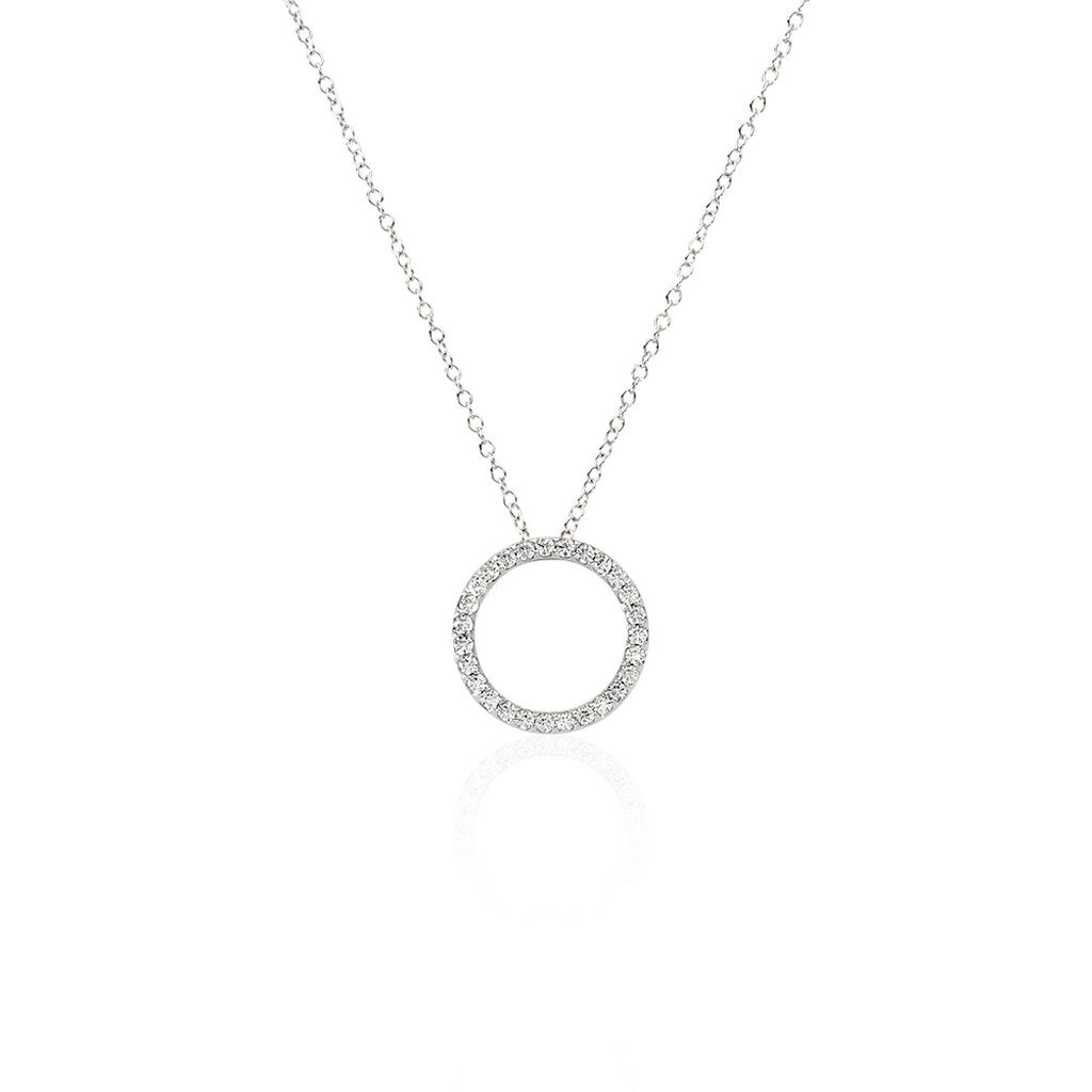 🦚 LILYANA Damen Collier Silber 925 Zirkonia Weiß 0,68 ct Kreis, Collier mit Stein