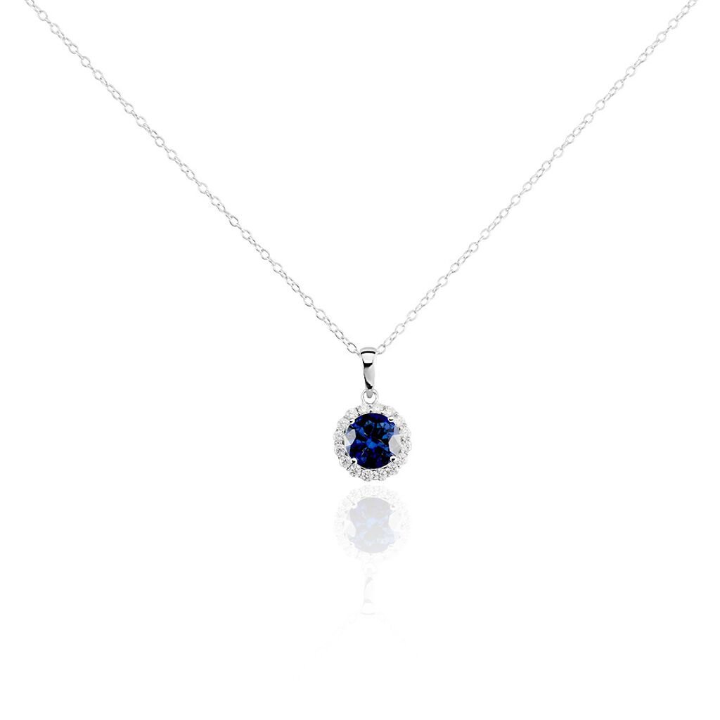 🦚 CAMILLA Damen Collier Silber 925 Andere Steine Blau 1,44 ct Kreis, Collier mit Stein