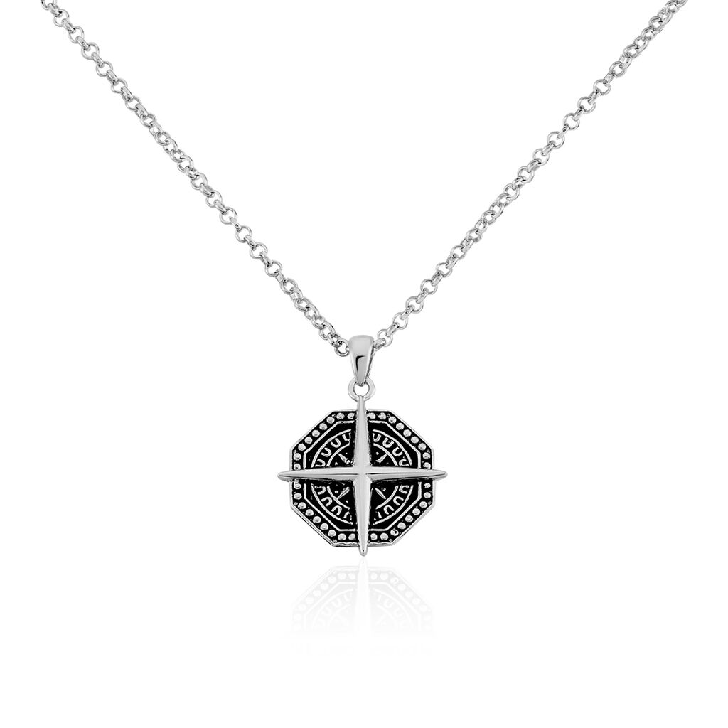 🦚 KOMPASS Herren Collier Silber 925 Achteck, Collier ohne Stein