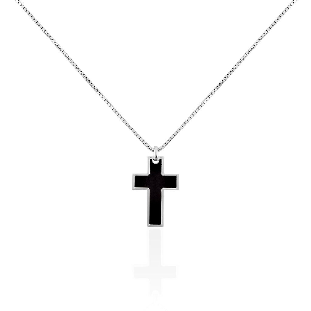 🦚 KREUZ S Herren Collier Silber Bicolor 925 Religiöses Kreuz, Collier ohne Stein
