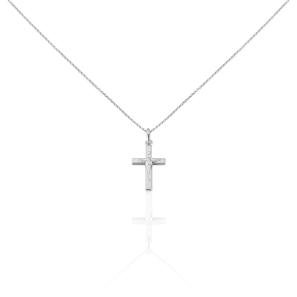 🦚 Damen Collier Silber 925 Religiöses Kreuz, Collier ohne Stein