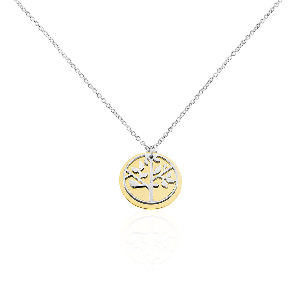🦚 Damen Collier Silber Bicolor 925 Lebensbaum, Collier ohne Stein