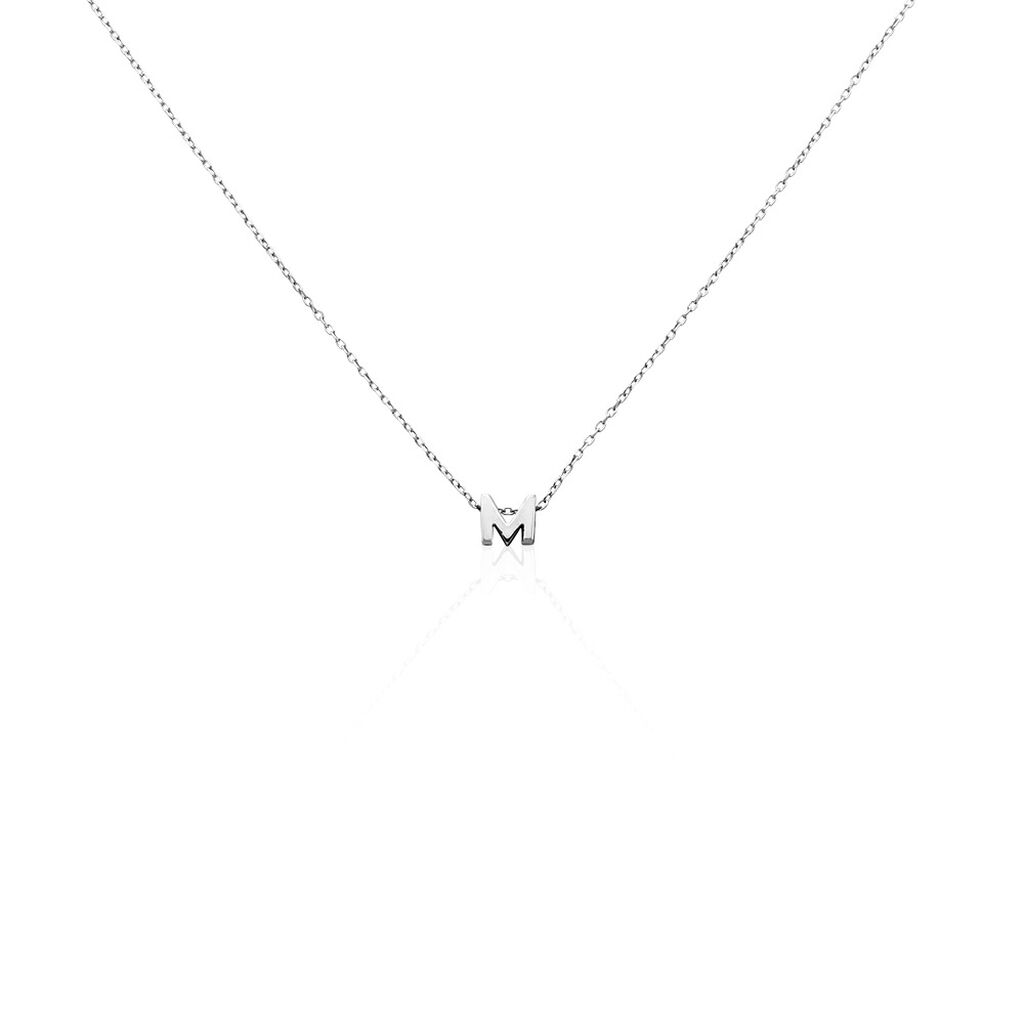 🦚 Damen Collier Silber Silber 925 Buchstabe M, Collier ohne Stein