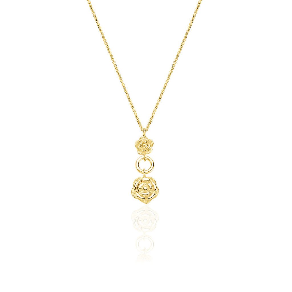 🦚 ROSALIA Damen Collier Silber vergoldet 925 Rosette, Collier ohne Stein