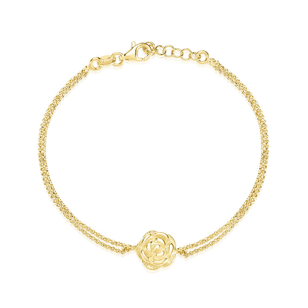 🦚 ROSALIA Damen Collier Silber vergoldet 925 Rosette B 1 mm, Collier ohne Stein