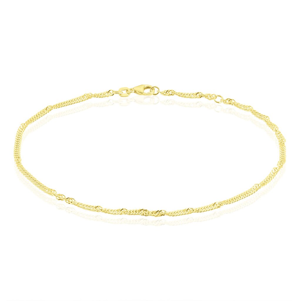 🦚 SINGAPUR S FUSS Damen Fußkette Silber vergoldet 925 B 2,4 mm, Fußkette ohne Stein